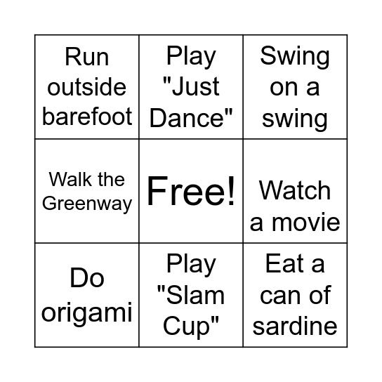 The Dupiton Bingo Card