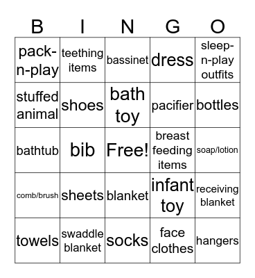Welcome, Sweet Baby Kaia Bingo Card