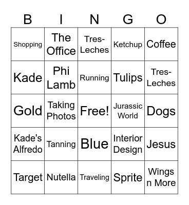 Sailor’s Favorites Bingo Card