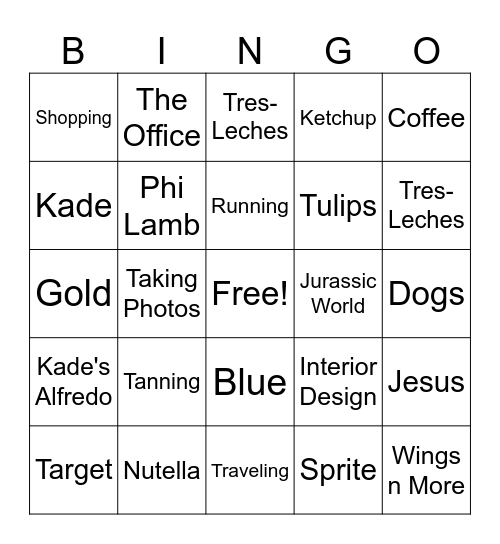 Sailor’s Favorites Bingo Card