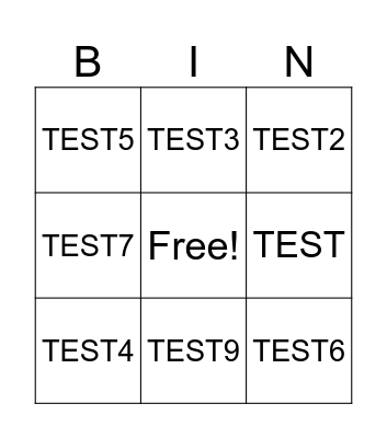 TEST BINGO Card