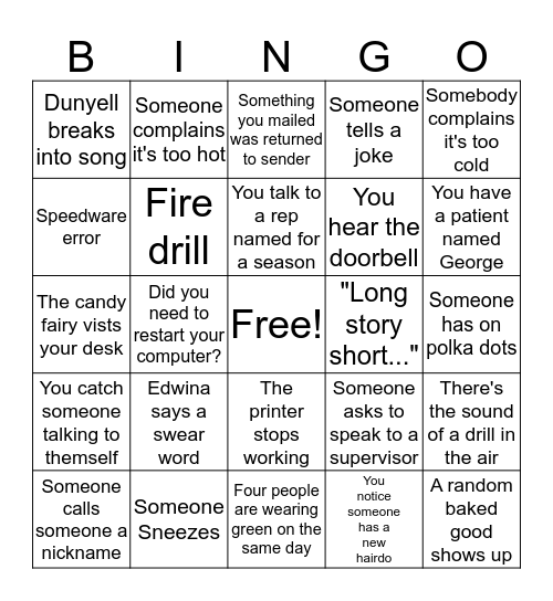 Bingo a GO GO Bingo Card