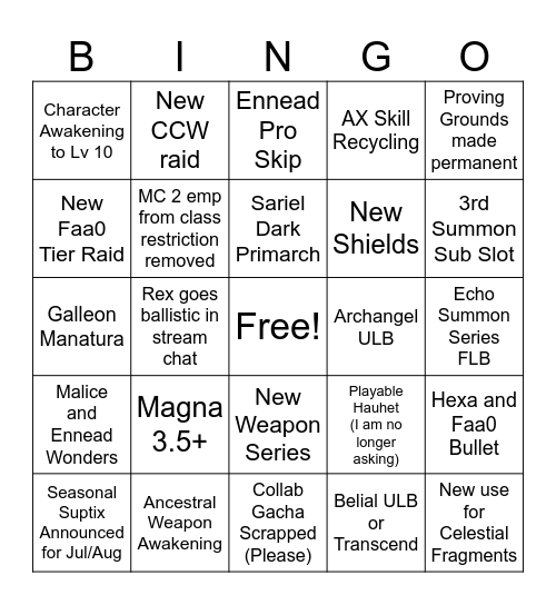Your Mother Bingo Card