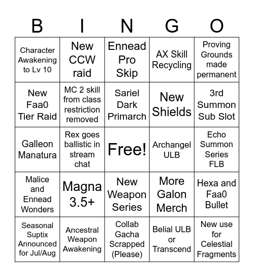 Your Mother Bingo Card