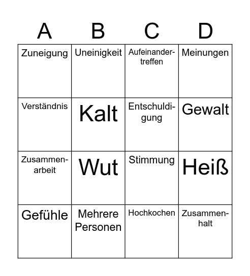 KONFLIKT-Bingo Card