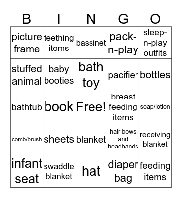 Welcome, Sweet Baby Kaia Bingo Card