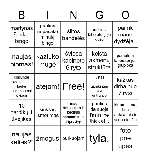 CHEMIJOS BINGO Card