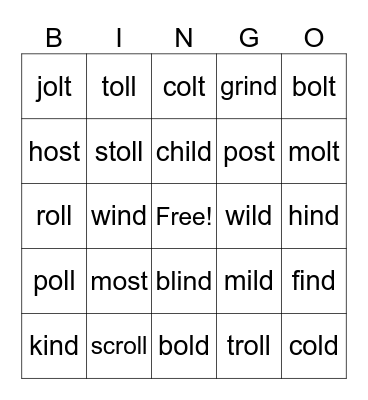Kind Old Units Bingo Card