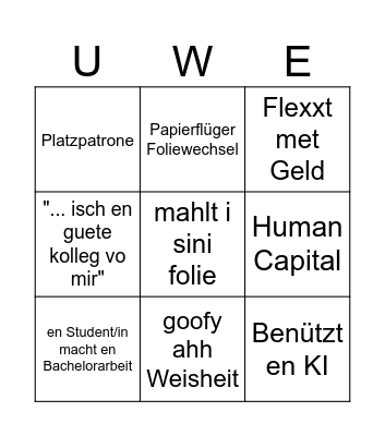 Uwe Bingo Card