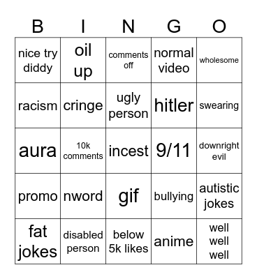 insta reel bingo Card