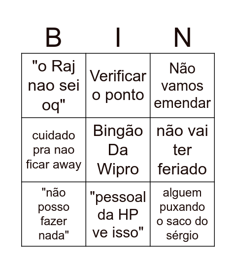bingo sérgio Bingo Card