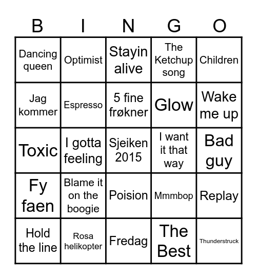 MUSIKKBINGO Card