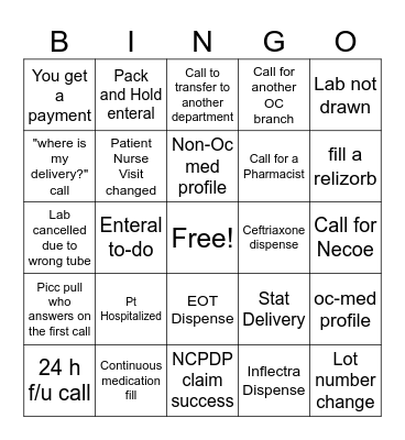 PSR Bingo Card