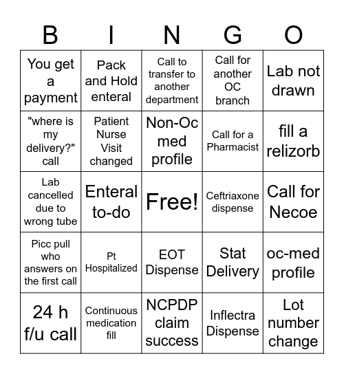 PSR Bingo Card