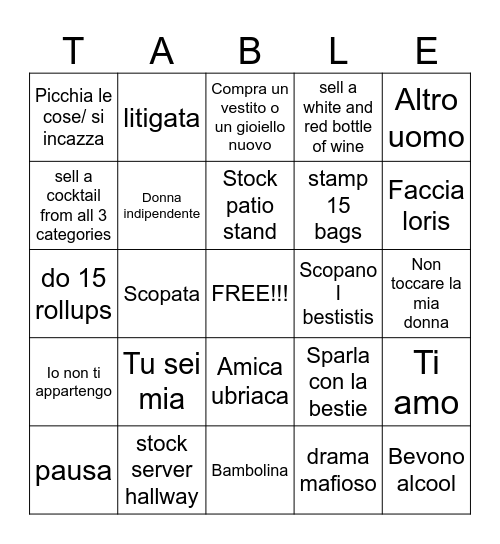 ITALIAN Bingo Card