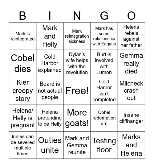 Severance S02 Bingo Card