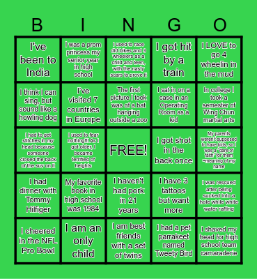 TEAM BUILDING FUN FACTS Bingo Card