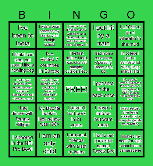 TEAM BUILDING FUN FACTS Bingo Card