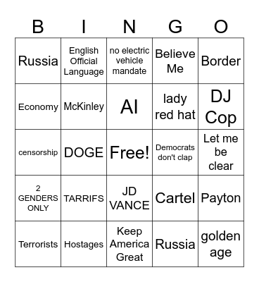 SOTU 2025  Mrs. Cusumano Bingo Card