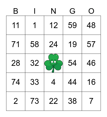 Happy St. Patrick's Day Bingo Card