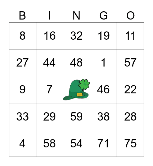 Happy St. Patrick's Day Bingo Card