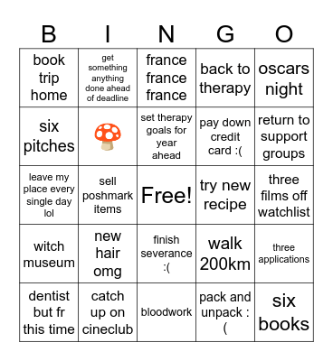 March Bingo Card