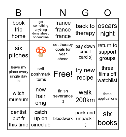 March Bingo Card