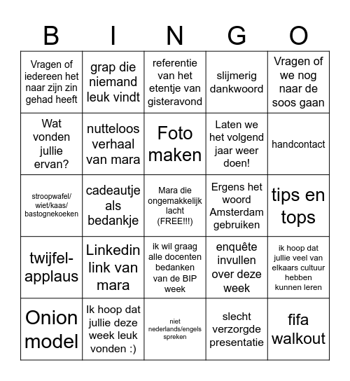 Culturele bingo Card