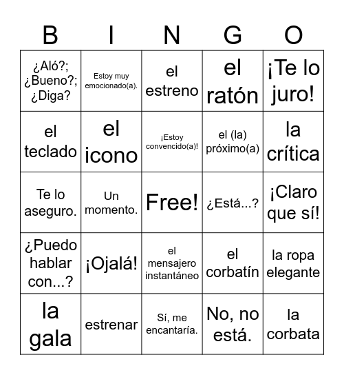 S2 - 6.2 Vocabulario Bingo Card