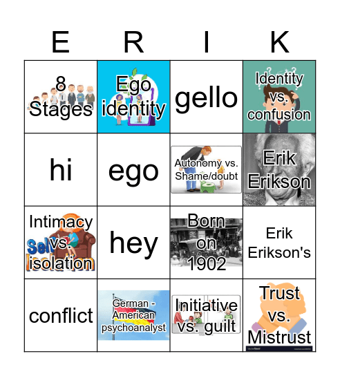 Erikson's Theory Bingo Card