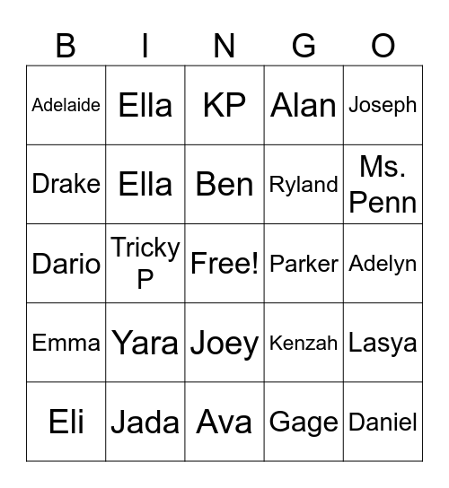 Spanish People Guessing Bingo Card