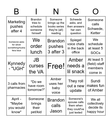 Office Bingo Card