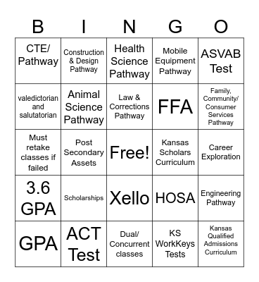 Welcome to High School Bingo Card