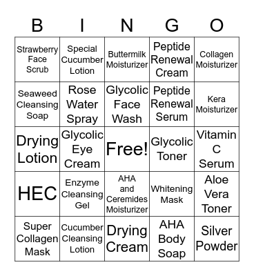 Mario Badescu Bingo Card