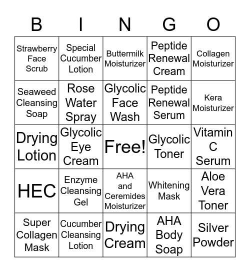 Mario Badescu Bingo Card