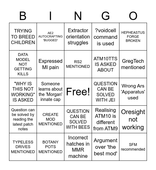 ATM10 Discord Bingo Card