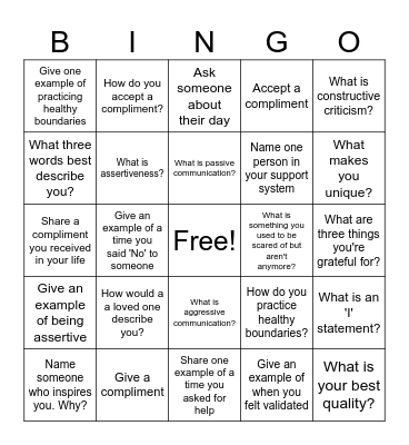 Communication Skills Bingo Card