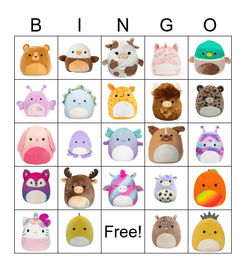 Squishmallow Bingo Card