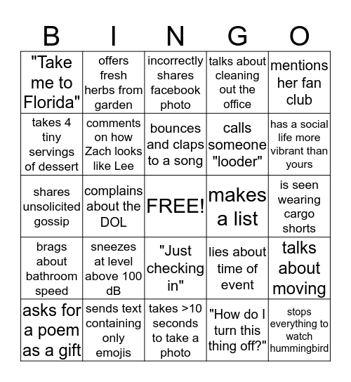 Sudi Solomon Bingo Card