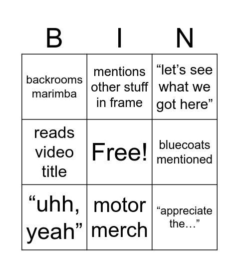 Ernie Vid Assignments Bingo Card