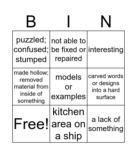 Clarifying Words Cycle 2 Bingo Card
