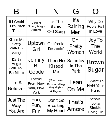 Franklinville Senior Center Bingo Card