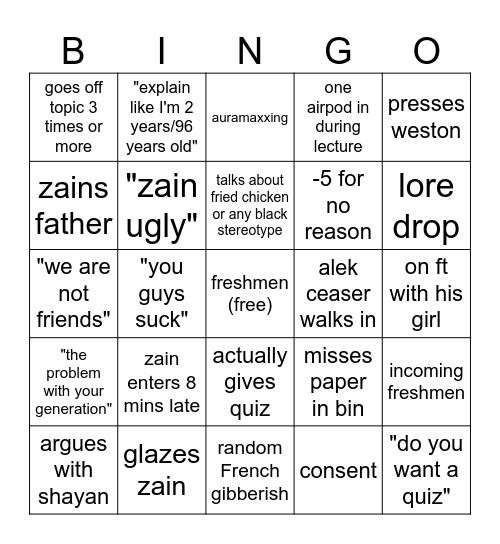 Soumahoro bingo 1 Bingo Card