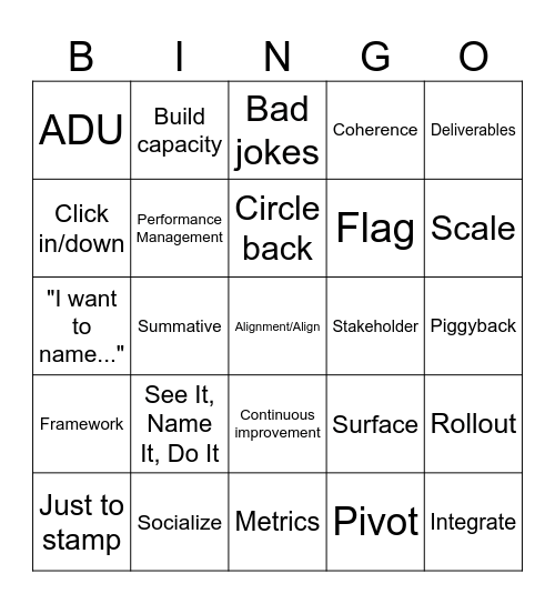 meetings I don't want to be in Bingo Card