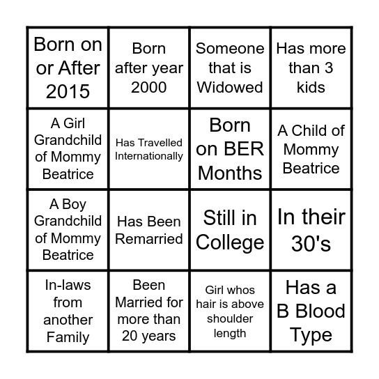 Get To Know Cards Bingo Card