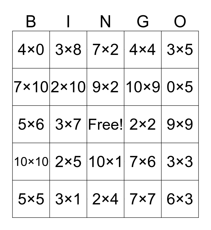 Play Multiplication Bingo Online | BingoBaker