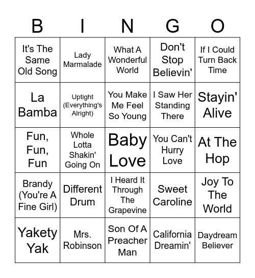 Franklinville Senior Center Bingo Card