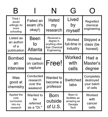 Graduate Recruitment Weekend Bingo Card