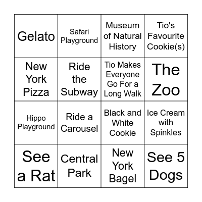 MORA NEW YORK VISIT BINGO Card