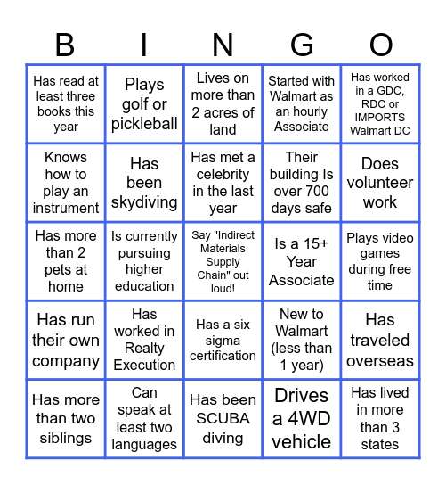 CCS Team building bingo! Bingo Card